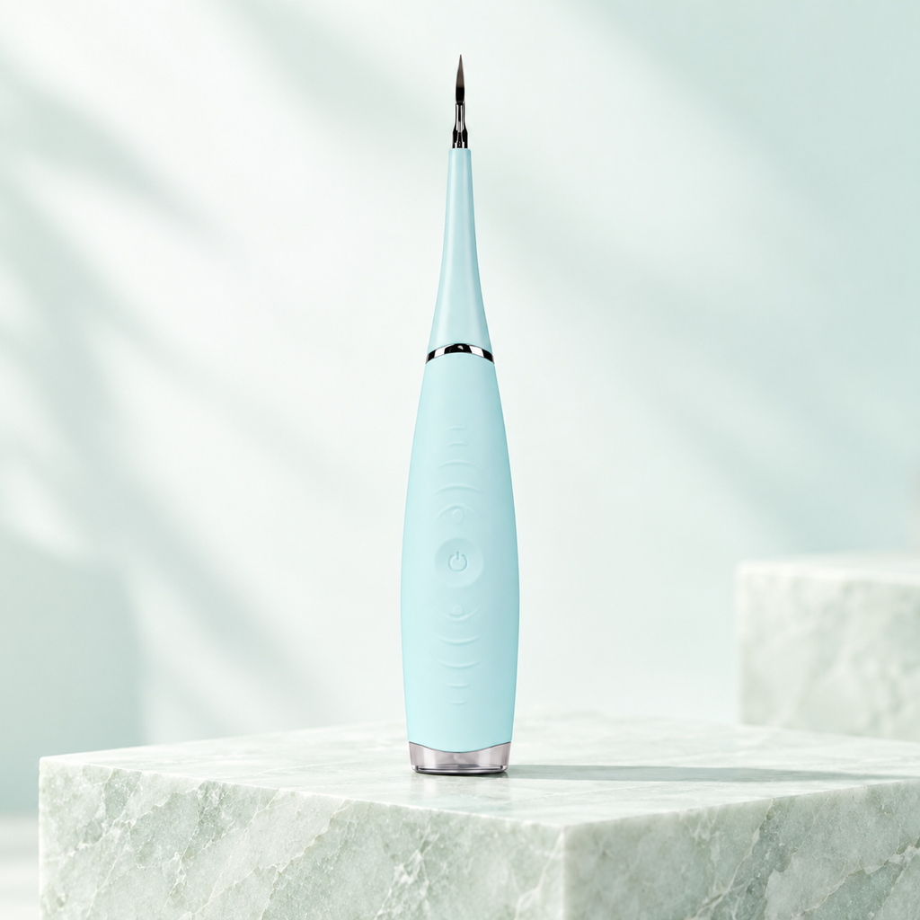 Oralluxe rechargeable oral-care device on a pale mint studio background